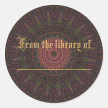 Rose Wheel Bookplate Round Sticker