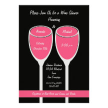 Rose Wine Shower or Bridal Shower Invitation