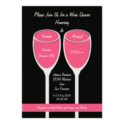 Rose Wine Shower or Bridal Shower Invitation