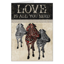 Rose Zebras  Love Is All You Need Card cards