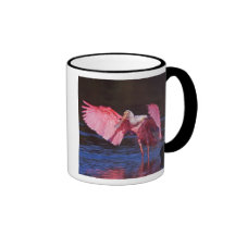 Roseate Spoonbill (Ajaia ajaja) with Cormorant Coffee Mug