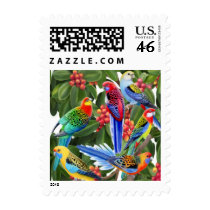 Rosella Parrots in Fig Tree Postage