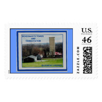 ROSEMARY'S TOWER AND TRAIN STATION postage