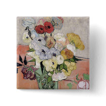 Roses and Anemones, 1890 Pinback Buttons
