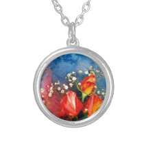 Roses and Baby Breath Pendant