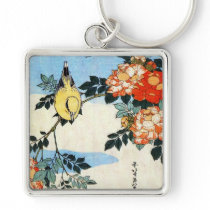 Roses and Bird, Hokusai Key Chains