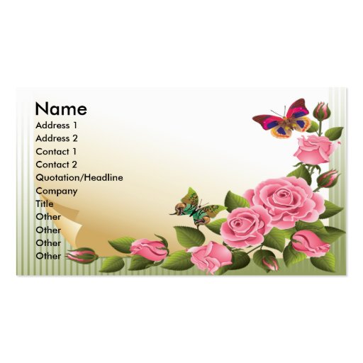 ROSES AND BUTTERFLIES BUSINESS CARDS