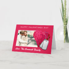 Roses and Dog Tags Valentines Day Card