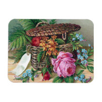 Roses and Ferns in Basket Vintage Victorian Magnet