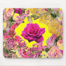 ROSES AND GOLD LACE FLORAL ABUNDANCE MOUSE PAD