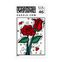 Roses and Hearts Postage Stamp