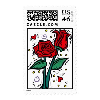Roses and Hearts Postage Stamp stamp