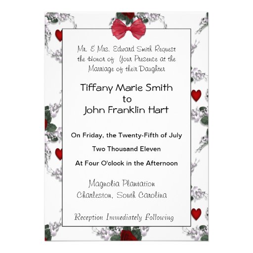 Roses and Hearts Wedding Invitation