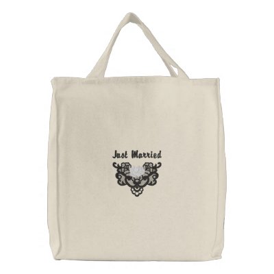 Roses and Lace -  Just Married Tote Canvas Bags by WedThreads