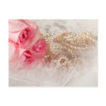 Roses and pearls with feathers postcards