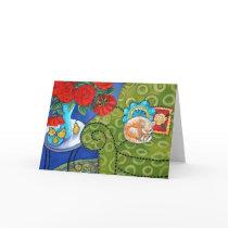 Roses and Strawberry Cat cards by CTasman Roses and Strawberry Cat cards