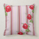 Roses and Stripes Throw Pillow pillows