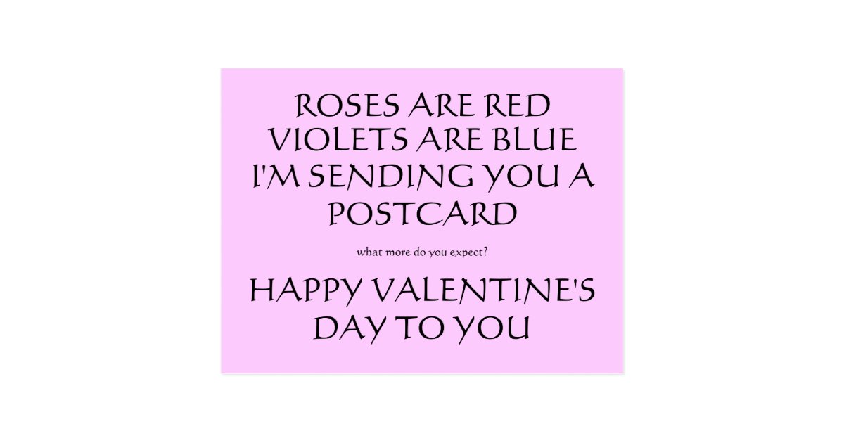 Roses Are Red Violets Are Blue Im Sending Yo Postcard Zazzle