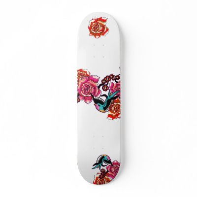 Roses & Birds Skateboard by tonivee
