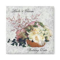 Roses Bouquet Wedding Favor Magnet