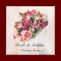 Roses Bouquet Wedding Favor Magnet
