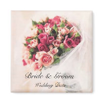 Roses Bouquet Wedding Favor Magnet