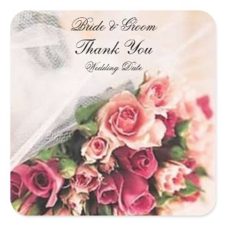 Roses Bouquet Wedding Square Sticker sticker