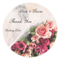 Roses Bouquet Wedding Thank You Sticker by elenaind Roses Bouquet Wedding Thank You Sticker