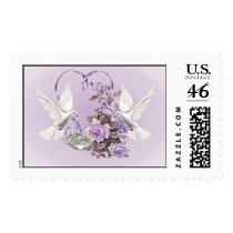 Roses, Doves And Wedding Rings Stamp