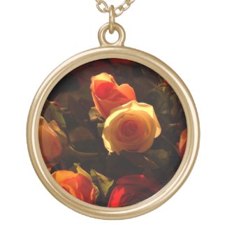 Roses I - Orange, Red and Gold Glory Personalized Necklace