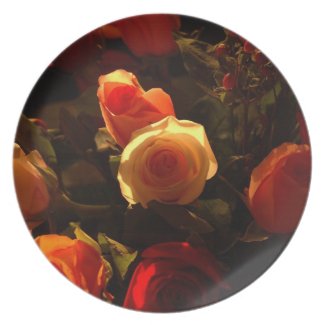 Roses I - Orange, Red and Gold Glory fuji_plate