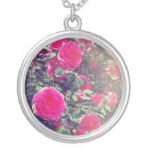 Roses Image Pendant Vintage Style Photo Necklace