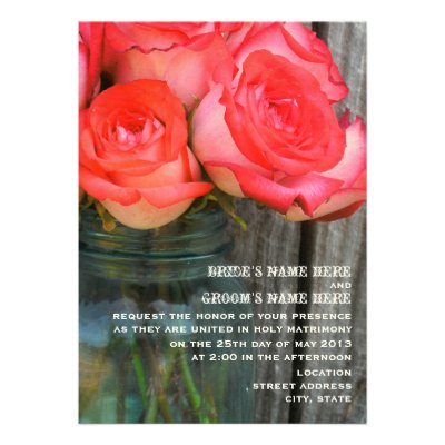 Roses In A Jar & Barn Wood Wedding Invite