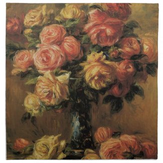Roses in a Vase 3 by Renoir, Vintage Impressionism Napkin