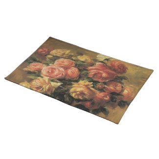 Roses in a Vase 3 by Renoir, Vintage Impressionism Place Mats
