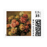 Roses in a Vase 3 by Renoir, Vintage Impressionism Stamp