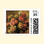 Roses in a Vase 3 by Renoir, Vintage Impressionism stamps