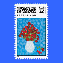 roses in a vase postage