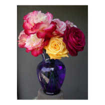 Roses In Blue Vase posters