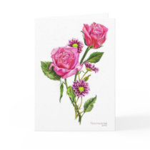 Roses in colored pencil greeting cards