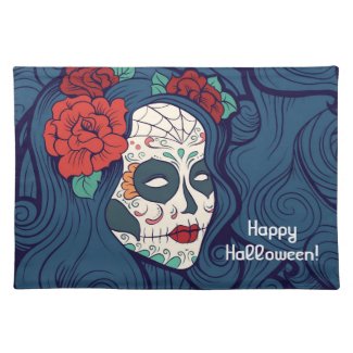 Roses in my hair Halloween Placemat Cloth Placemat