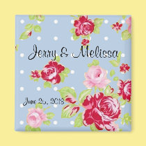 Roses On Blue Wedding Favor Magnet magnets