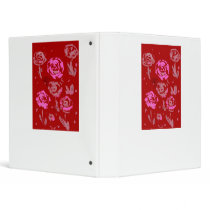 Roses Painting red background abstract 3 Ring Binder