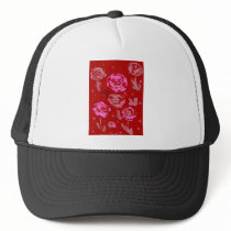 Roses Painting red background abstract Hats