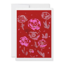 Roses Painting red background abstract Custom Announcements