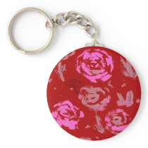 Roses Painting red background abstract Key Chains