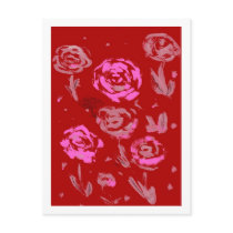 Roses Painting red background abstract Post Cards