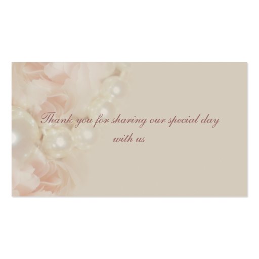 Roses pearls pink seating name tags for weddings business card (back side)