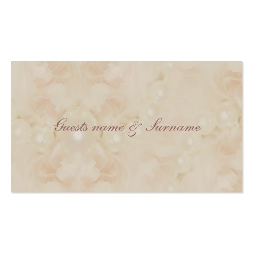 Roses pearls pink seating name tags for weddings business card template (front side)