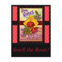 Roses Perfume Label postcards by FRUITLOOPY Roses Perfume Label postcards